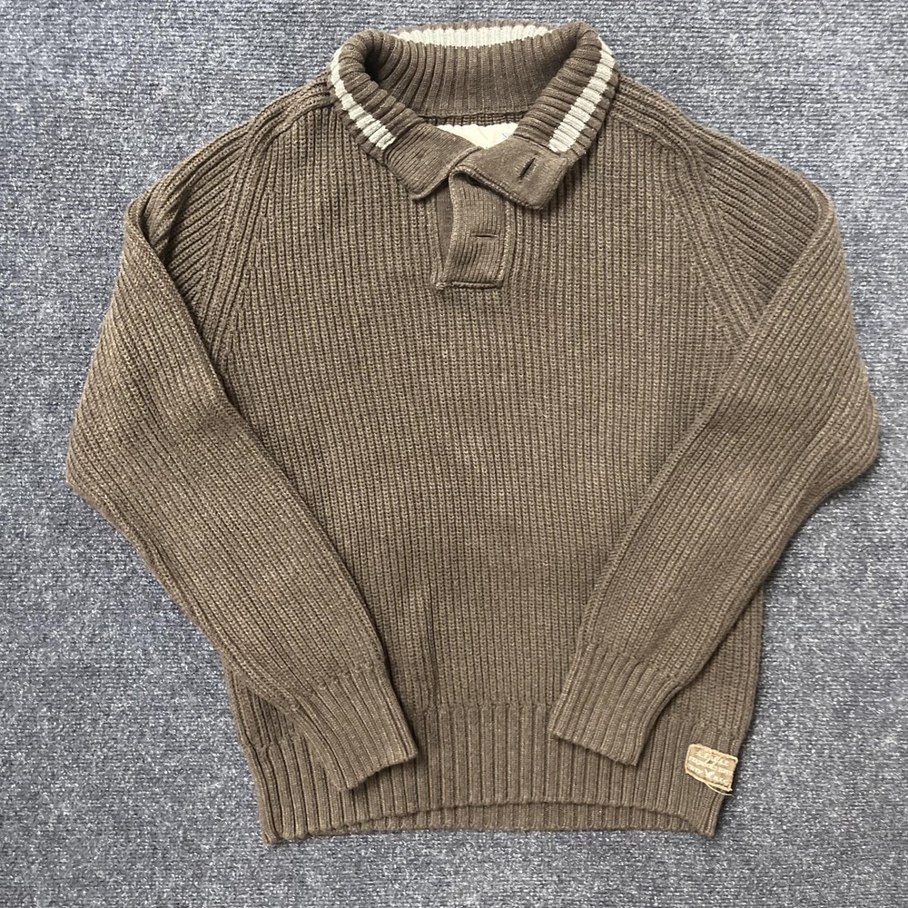 American Eagle Outfitters Sweater Mens Large Brown Collared Ribbed Knit Pullover